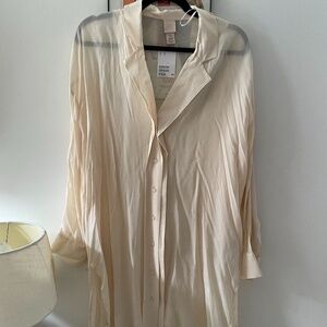 NWT H&M Sheer Cream Blouse Dress